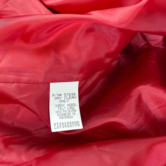 Nouveaux Wool Blazer Women Size 10 Red Single Button Front Classic Retro Coat - Picture 9 of 12